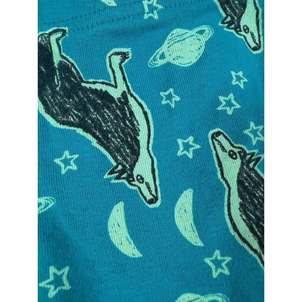 Tea Collection Glow in the Dark Wolf Space Long Sleeve Pajamas Blue Size 7